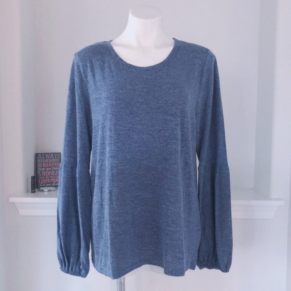 Life Style Crewneck Tight Knit Sweater in Indigo Blue, Size L, NEW w/Tag